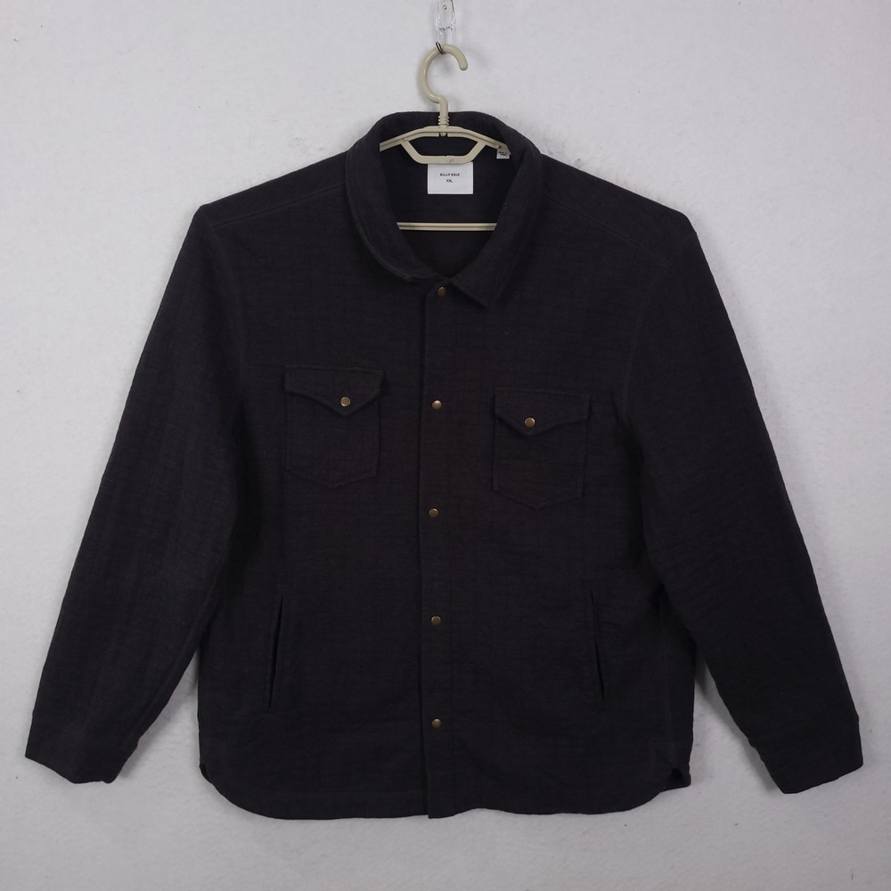 Billy Reid Shacket Mens XXL Charcoal Black Snap Front Cotton Blend Shirt Jacket